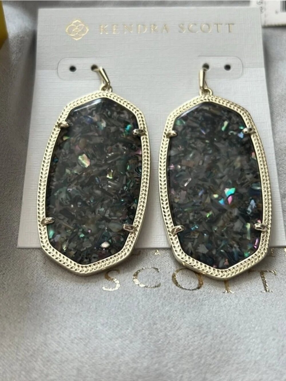Kendra Scott Danielle Gold Crushed Purple Abalone Earrings